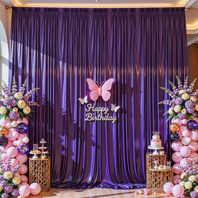 40x10ft Purple Glitter Backdrop Curtain - Image 8