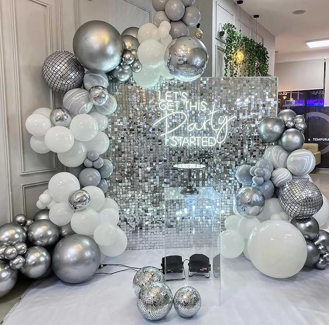 10pcs 18 inch Metallic Silver Balloons, Thick Latex Chrome Helium Balloons - Image 4