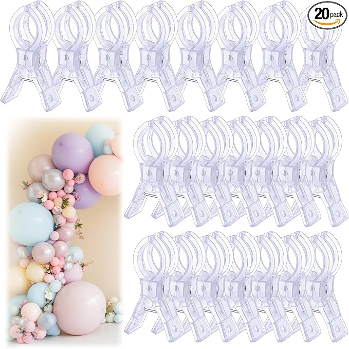 20pcs Balloon Arch Clips Transparent Large Plastic Backdrop Clips Spring Clamps by Unknown