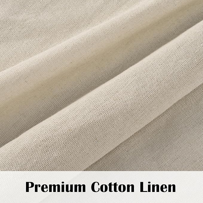 Farmhouse Valance Curtains, Boho Cotton Linen Kitchen Valance, Rustic Button - Image 4