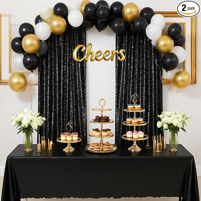 Sequin Backdrop 6x8FT Black Halloween Background Glitter Sequin Fabric | by QueenDream