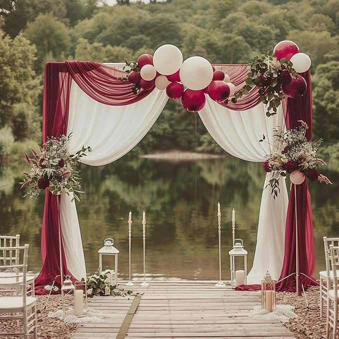 Wedding Arch Draping Fabric Backdrop Drapes 2 Panels, Burgundy | 28.7"x20FT - Image 6