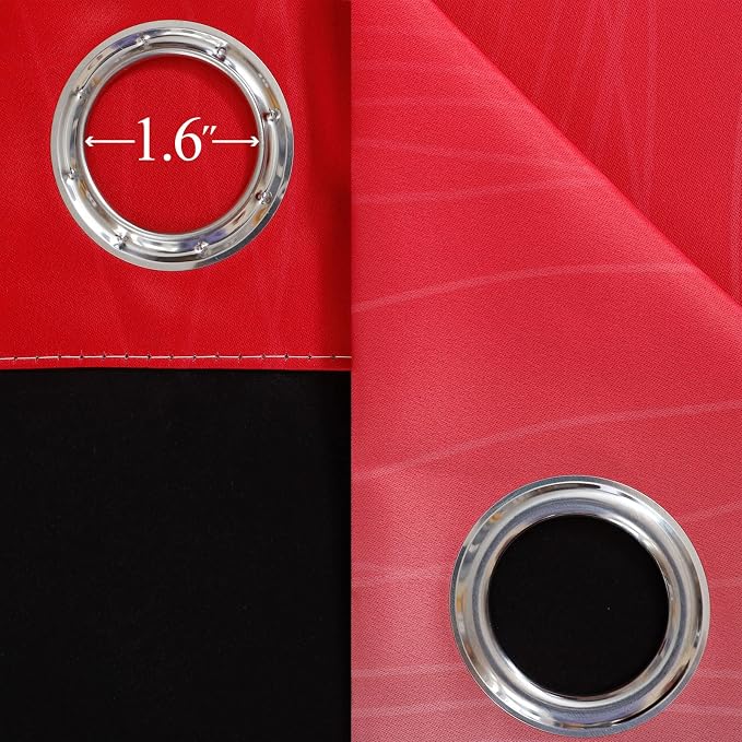 Ombre Red and Black Curtains 72 Inch Length 2 panels, Complete Blackout Curtains - Image 7