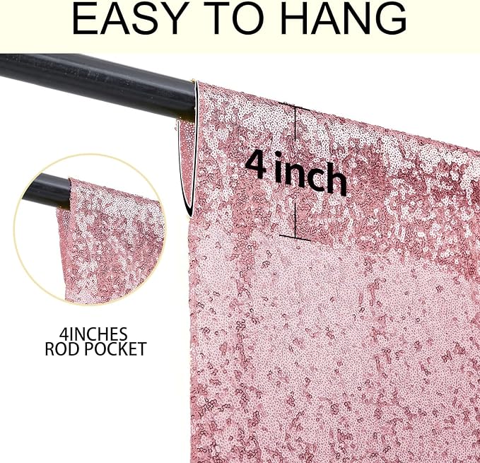 4×8FT-2PCS Light Pink Sequin Backdrop Curtains Panels, Photography Backdrop - Image 5