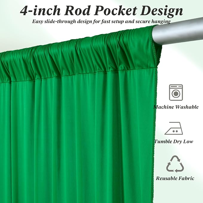 20 ft x 10 ft Wrinkle Free Green Backdrop Curtain - Image 3