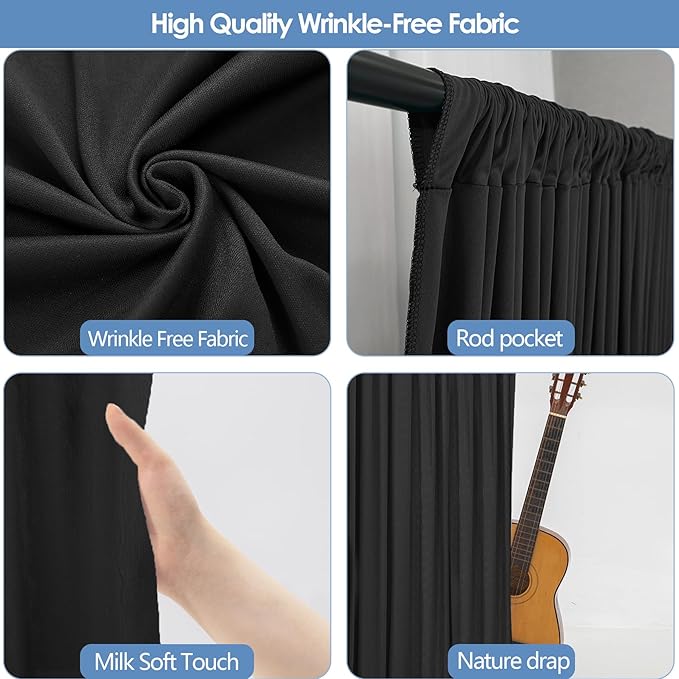40x10ft Wrinkle-Free Black Backdrop Curtain - Image 4