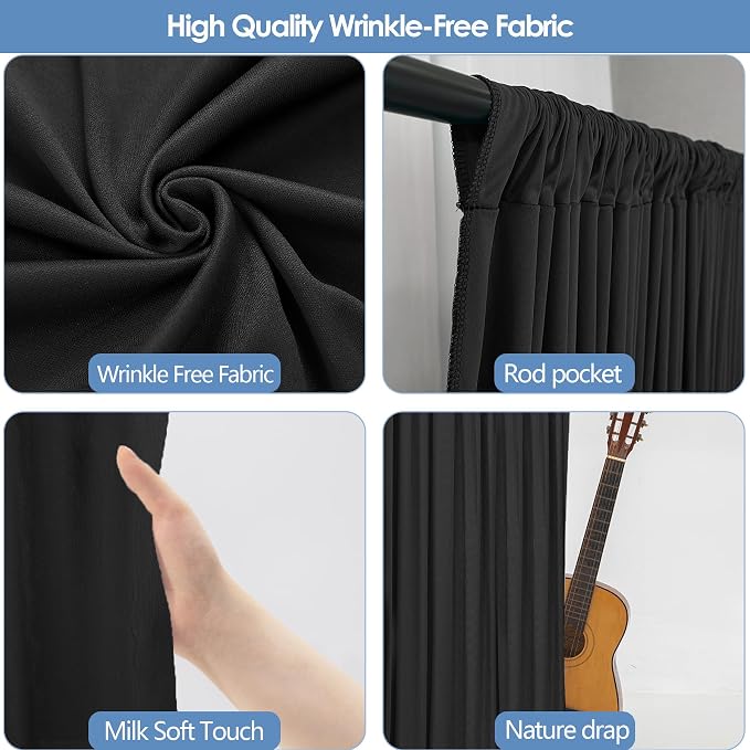 30x10ft Wrinkle Free Black Backdrop Curtain - Image 4