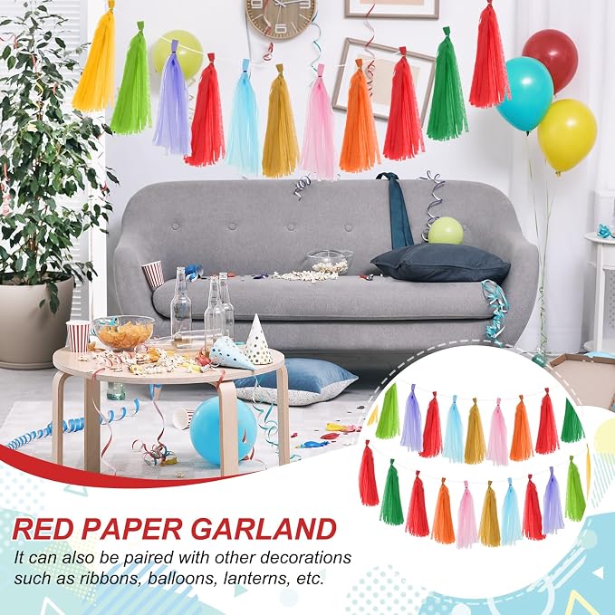 MECCANIXITY 40Pcs Tassel Garland Banner Tissue Paper - Image 5
