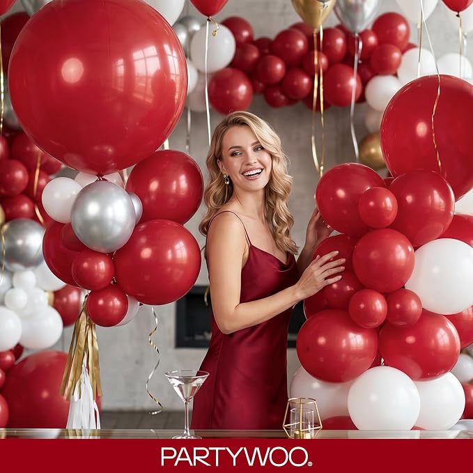 PartyWoo Burgundy Balloons 127pcs Dark Red Maroon Ruby Red Color | 36 18 12 10 - Image 5
