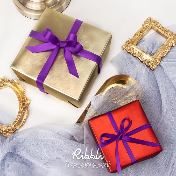 Ribbli Purple Satin Ribbon, Double Faced Satin 1/4 inch x Continuous 50 Yards - Image 3