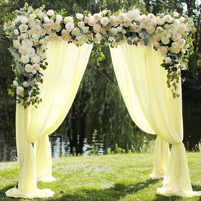 Beige Wedding Arch Draping Fabric Backdrop Drapes Sheer 28.7"x 20FT | Sheer - Image 5