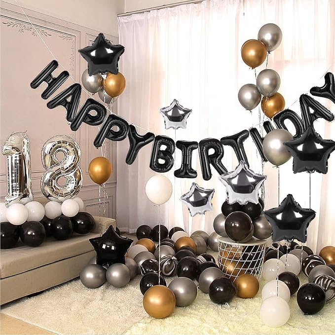 CANREVEL Happy Birthday Banner Decorations + 8Pcs Star Balloons, - Image 6