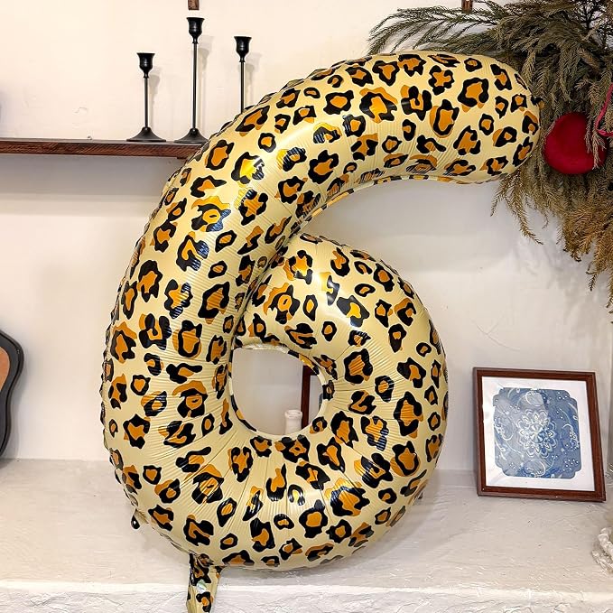 Leopard Print Bow Balloons Birthday Decorations 40Inch Cheetah Number 3 Foil - Image 7
