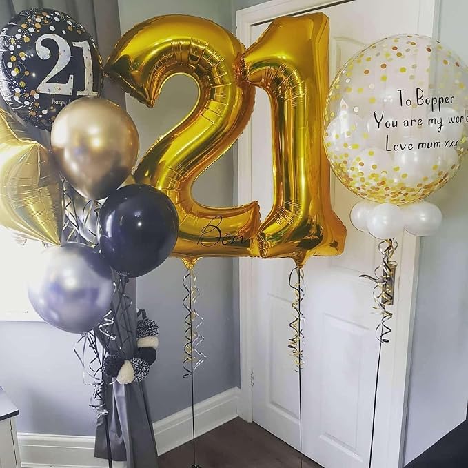 Gold 20 Number Balloons, 40 Inch Giant Number 20 Balloons Foil Mylar Helium - Image 5