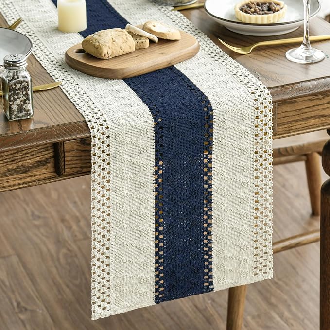 Artoid Mode Dark Blue Farmhouse Rustic Table Runner 12x60 Inch | Seasonal by ArtoidMode