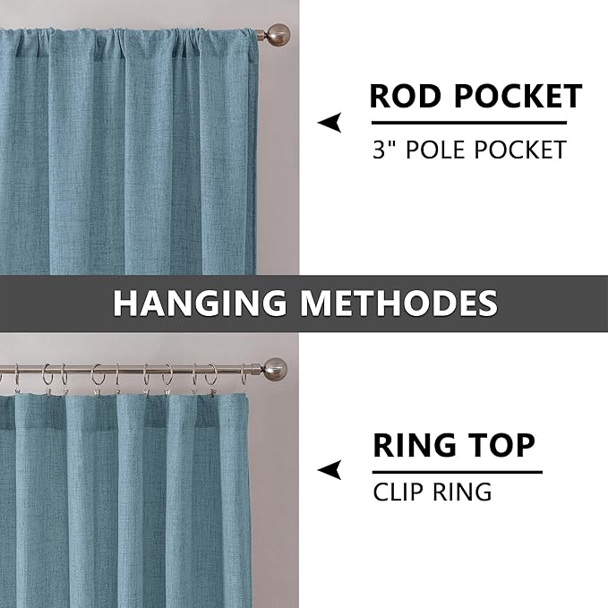 Tollpiz Linen Tier Curtain Rod Pocket Semi Sheer Half Kitchen Curtains Burlap - Image 5