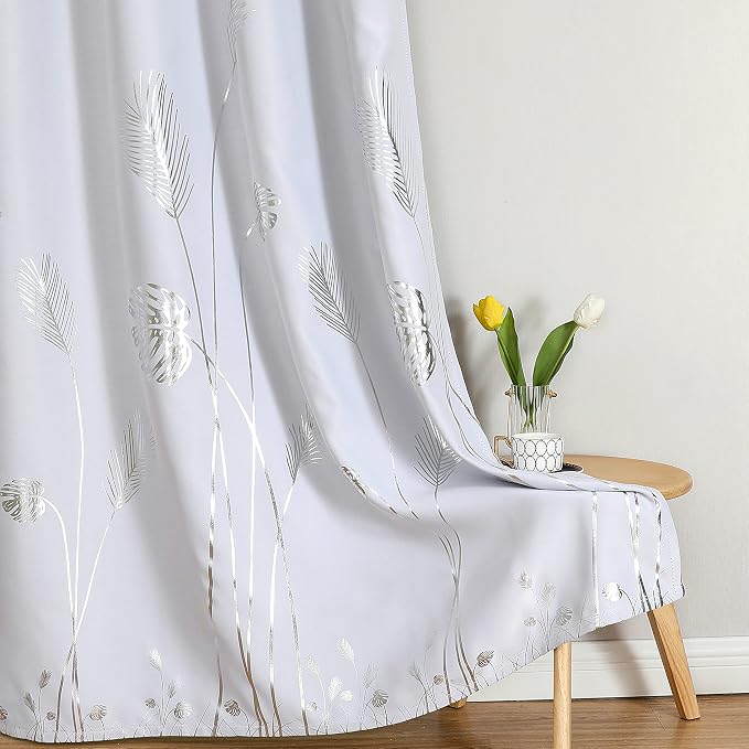 Greyish White Room Darkening Curtains 2 Panels - Image 7