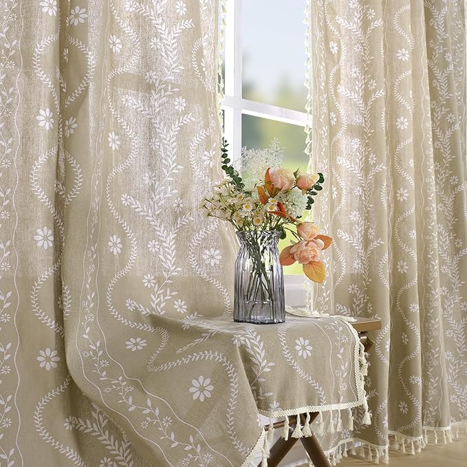 Schweek Boho Floral Curtains 96 Inches Length 2 Panels by Schweek