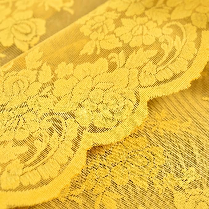 Kotile Mustard Yellow Sheer Lace Curtains - Image 7