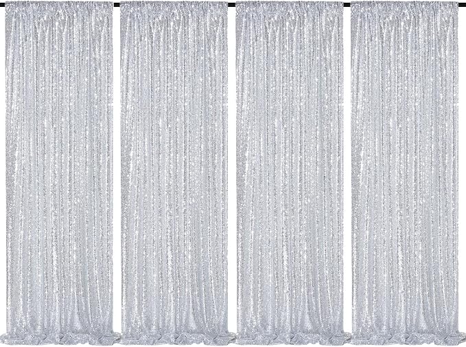 2FTx8FT Silver Glitter Sequin Curtain by QueenDream