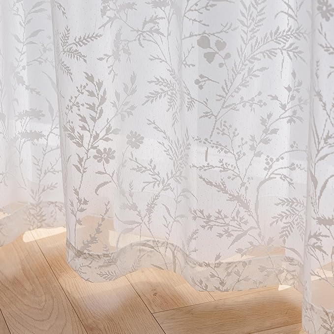 Anmao Vintage Lace Curtains 108 Inches Long 2 Panels Set, Romantic Elegant - Image 6