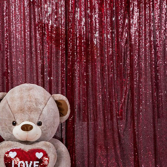 JYFLZQ Burgundy Sequin Backdrop Curtains 7ft x 7ft 1 Panel Glitter Photo Booth by JYFLZQ