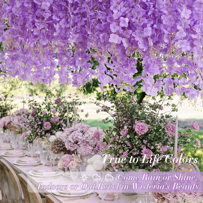 36 Pack Wisteria Hanging Flowers, 3.6 Feet/Pcs Purple Wisteria Artificial - Image 5