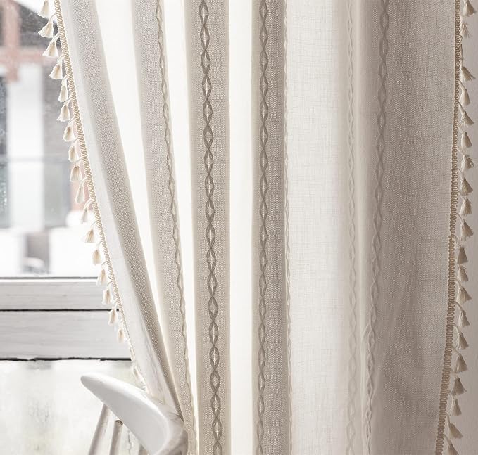 RoomTalks White Modern Farmhouse Textured Curtains - Image 6