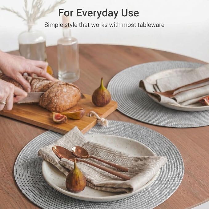 FunWheat Round Braided Placemats Set of 4 Table Mats - Image 6