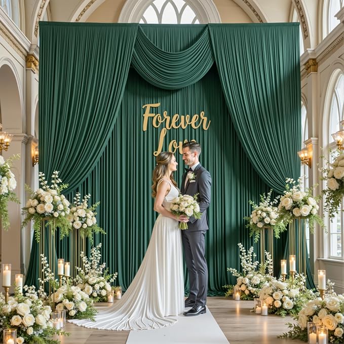 50×12ft Wrinkle Free Hunter Green Backdrop Curtain - Image 5