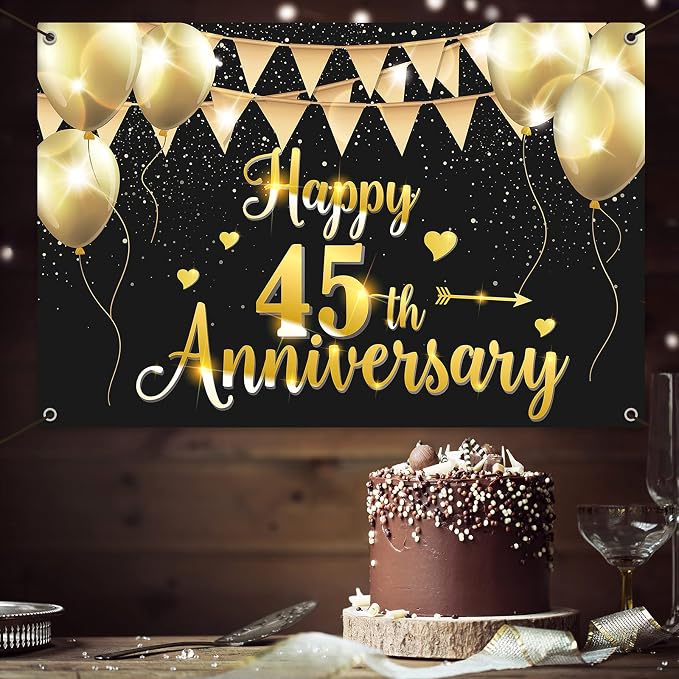 HAMIGAR 6x4ft Happy 45th Anniversary Banner Backdrop - Image 5