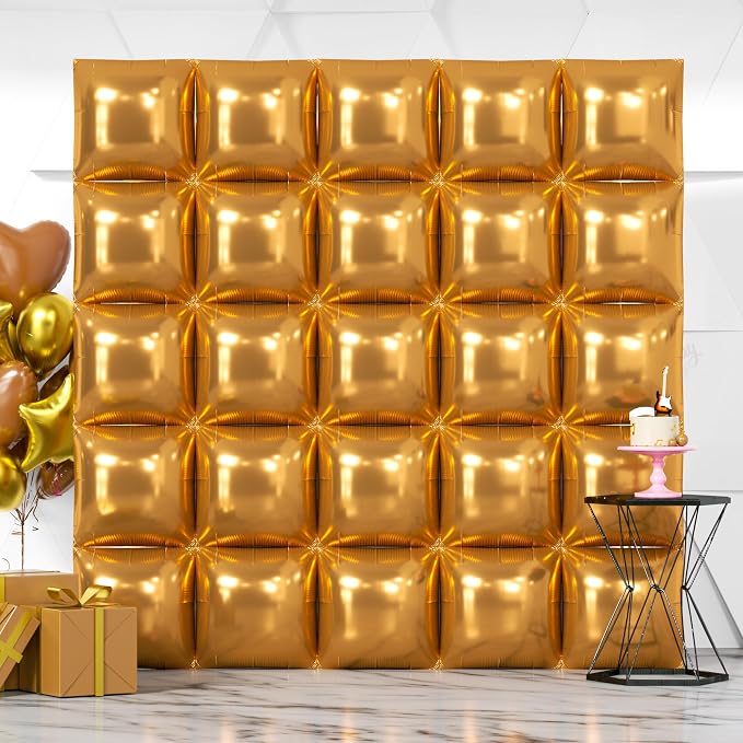 NISOCY 25PCS Brown Square Foil Balloons Wall Backdrop Tunnel Arch Kit | Balloons by NISOCY