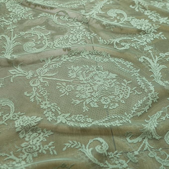 Deeprove Sheer Lace Curtains Olive Green 96 Inches Length - Image 7