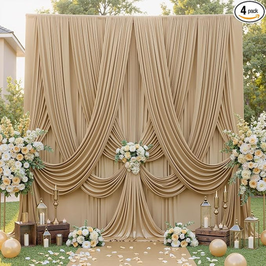 20ft×12ft Wrinkle Free Champagne Backdrop Curtain by ENJOYYOURPARTY