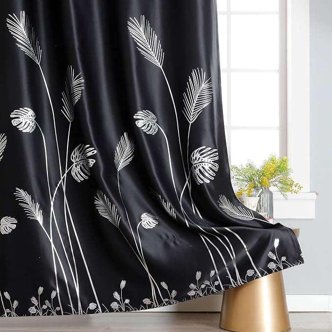 Room Divider Curtain for Sliding Glass Door 120W x 96L Inch Silver Palm Tree - Image 4