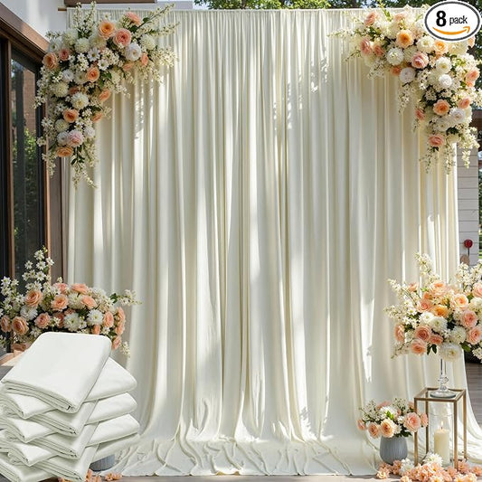 40×12ft Wrinkle Free Ivory Backdrop Curtain by ENJOYYOURPARTY
