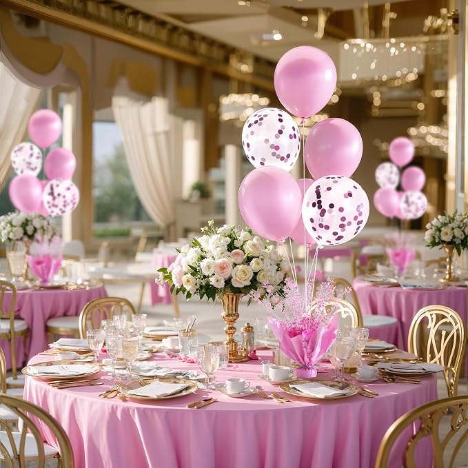 4 Set Pink Table Balloons Foil Spray Centerpiece - Image 4