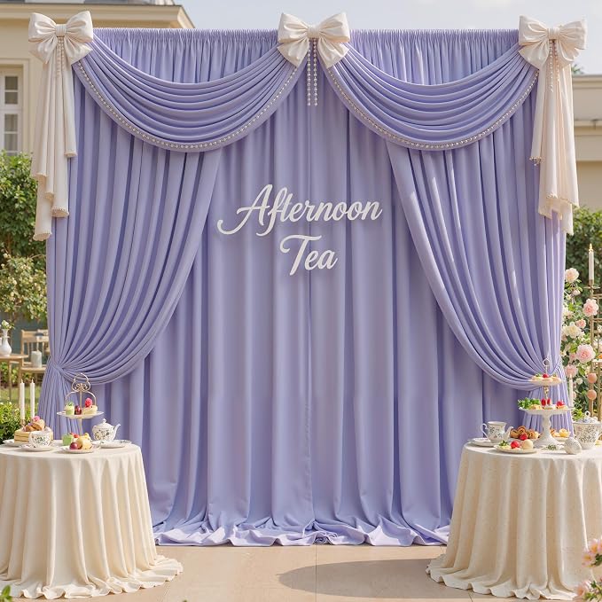 30ft x 10ft Wrinkle Free Lavender Backdrop Curtains - Image 5