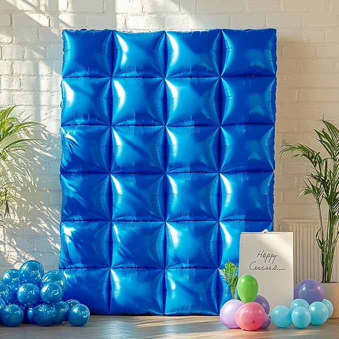 NISOCY 48PCS Metallic Blue Square Foil Balloons Wall Backdrop | Double Sided - Image 5