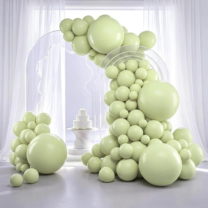 RUBFAC Dusty Green Balloons 129pcs Different Sizes Pack of 18 12 10 5 Inch | by RUBFAC