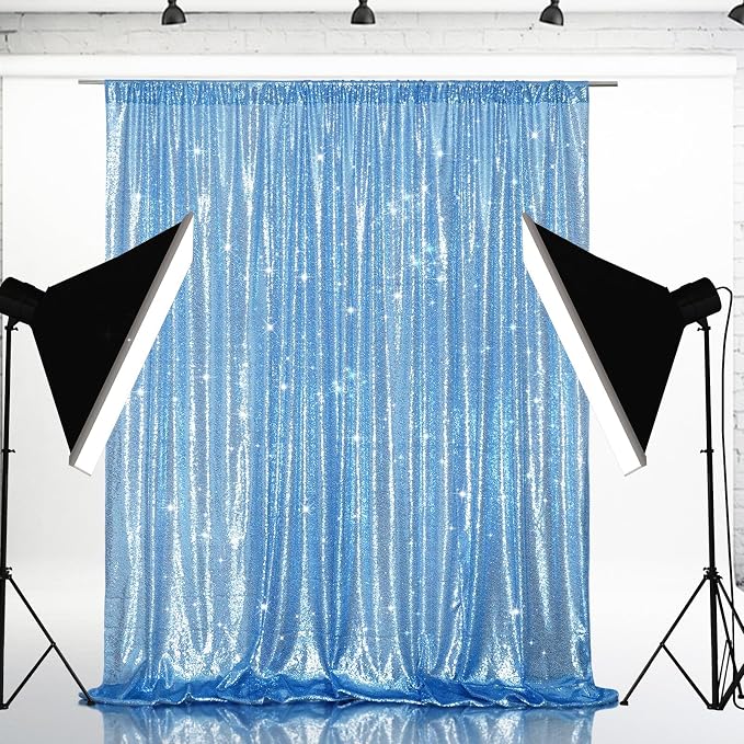 Eternal Beauty Baby Blue 3mm Sequin Backdrop 8x10 Ft - Image 2