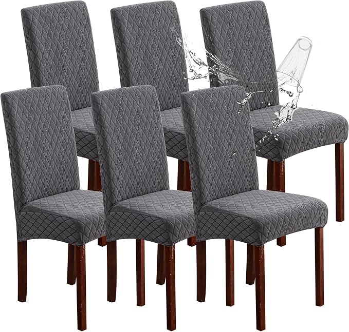Waterproof Dining Chair Covers Set of 6 Parsons Chair Slipcovers | Double by Genina