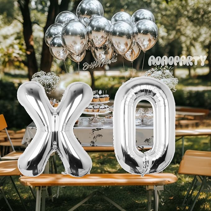 Letter Balloons Silver 40 Inch E Large Big Foil Mylar Balloon | - Image 4