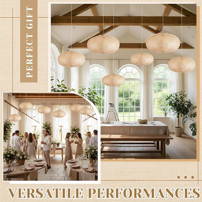 Hortsun 12 Pcs Print Burlap Oval Paper Lanterns Boho Chinese Paper Lanterns - Image 6
