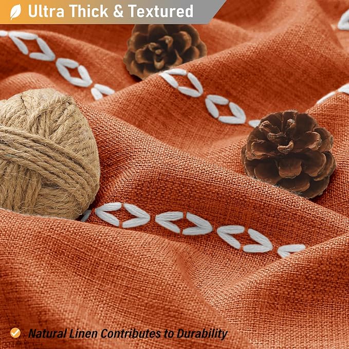 72x96 Extra Long Linen Heavy Duty Shower Curtain Set, Burnt Orange | Extra Tall - Image 2