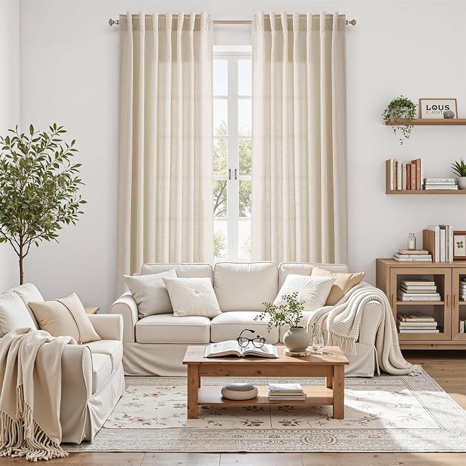 Linen Curtains 96 Inches Long for Living Room Modern Farmhouse Decor Light - Image 6