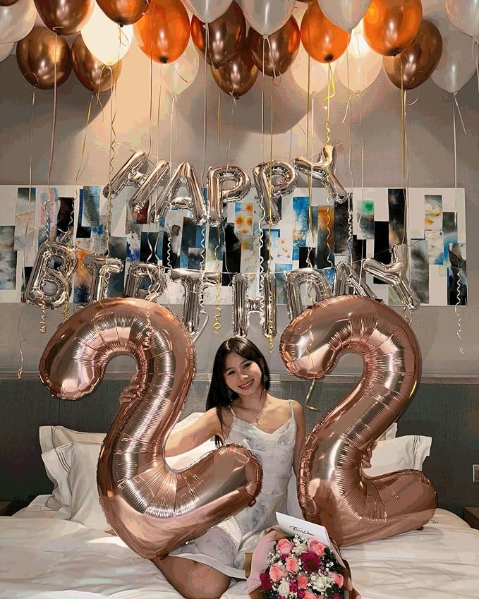 9 Balloon - Rose Gold Birthday Number Balloons, 40 Inch Party Decorations | - Image 2