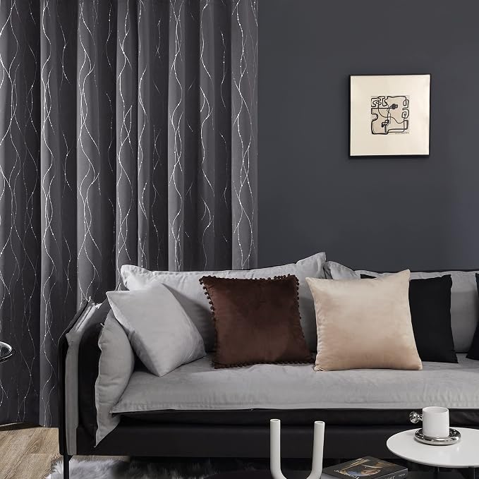 Deconovo Living Room Curtains 63 Inches Long, Thermal Insulated, Room Darkening - Image 3