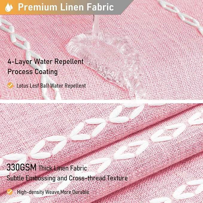 72x96 Extra Long Boho Linen Heavy Duty Shower Curtain Set, Blush Pink | Extra - Image 4