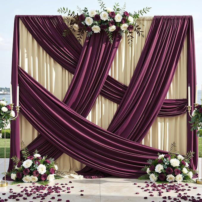 50ft×12ft Burgundy Backdrop Curtains - Image 8
